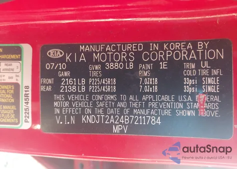 2011 Kia Soul Sport из США, поврежденный, VIN KNDJT2A24B7211784